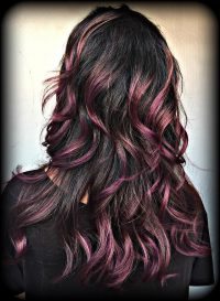 color melt dark hair and purple