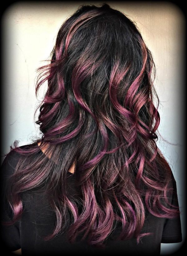 color melt dark hair and purple